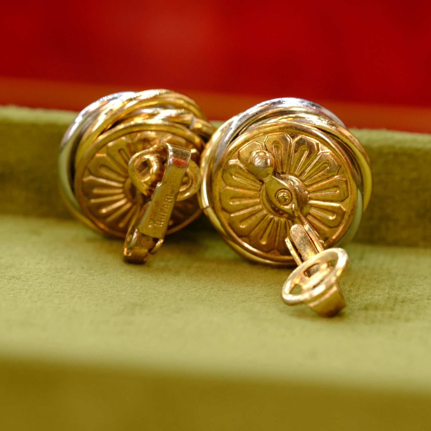 Trifari Round Clip On Earrings 1960s