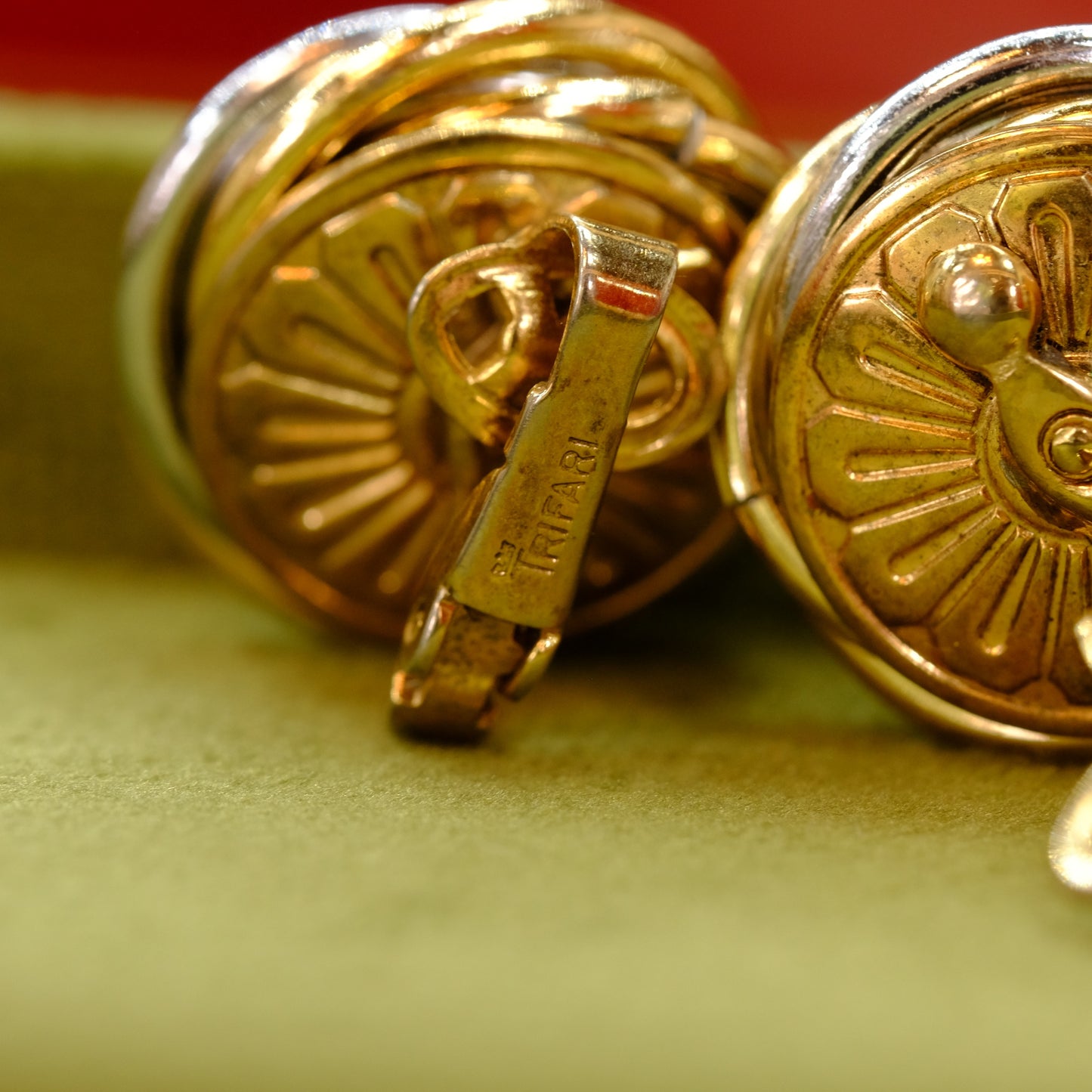 Trifari Round Clip On Earrings 1960s