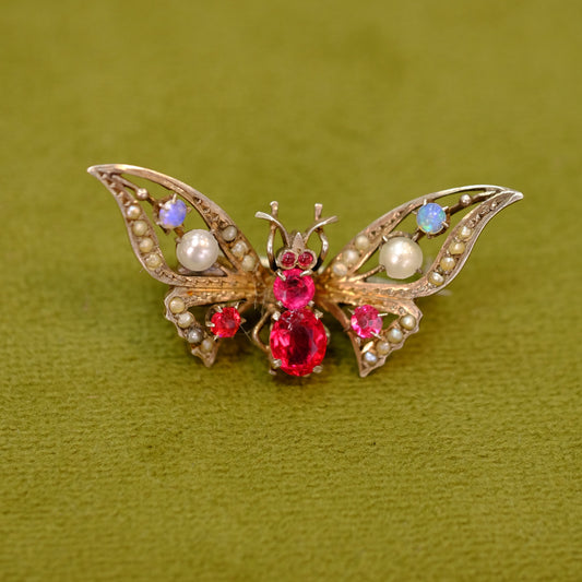 Antique Sterling Moth Beetle Pin