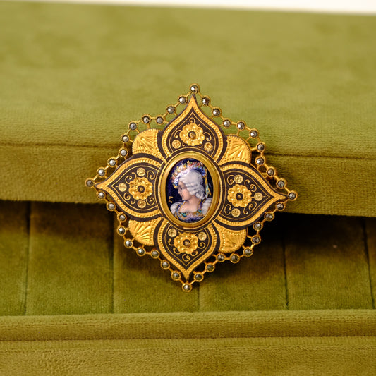 Antique Spanish Lady Portrait Brooch