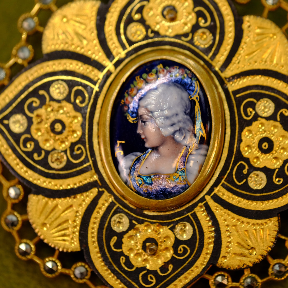 Antique Spanish Lady Portrait Brooch
