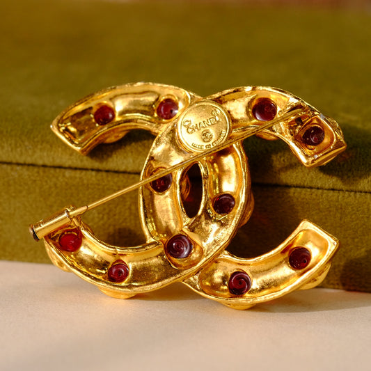Vintage Chanel Gripoix CC Logo Brooch