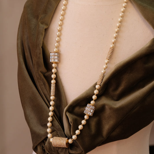 Vintage Carolee Long Necklace with Rhinestone Barrels