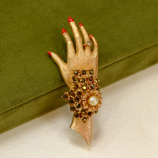 Vintage Coro Hand Brooch 1950s