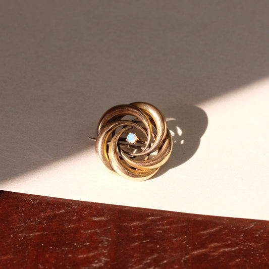 Victorian 10k Gold Tiny Opal Round Pin