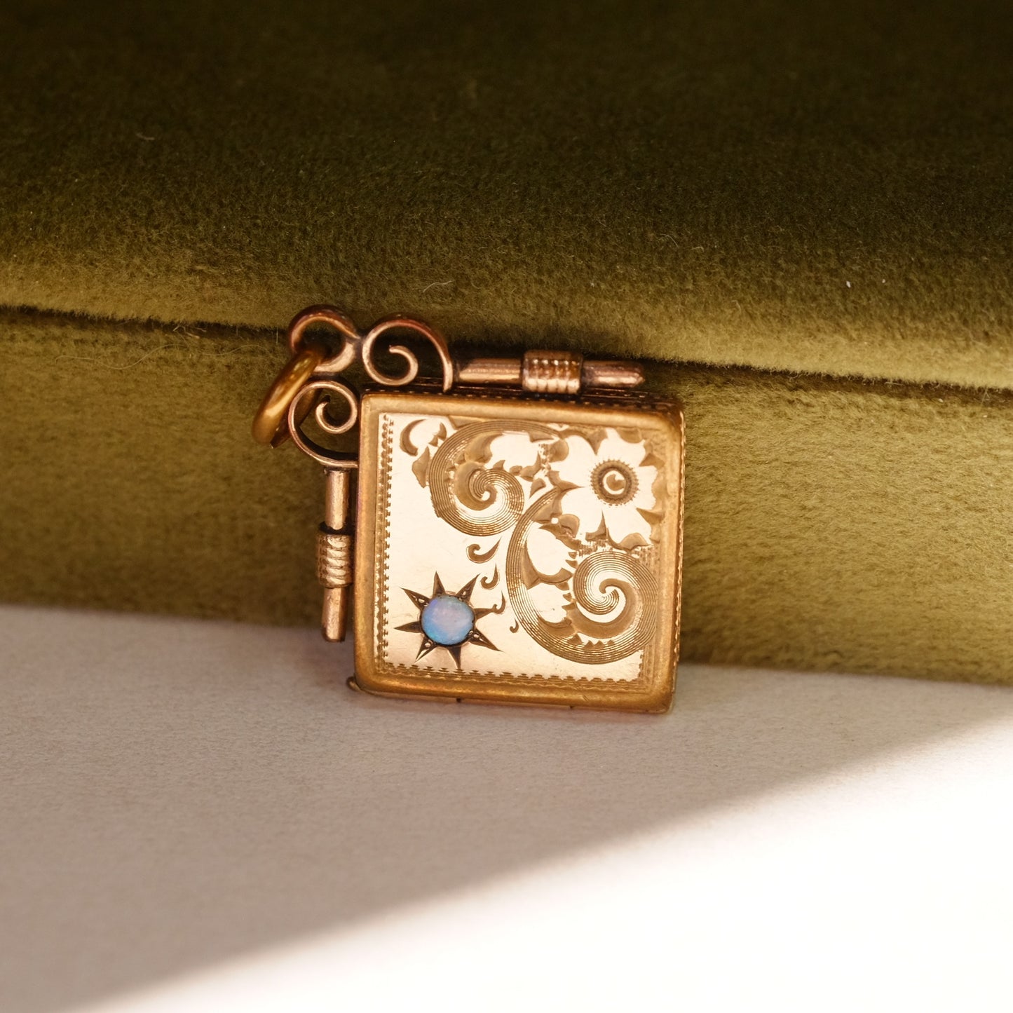 Victorian Square Watch Fob with opal
