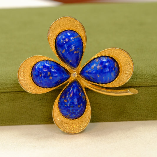 Vintage Jeanne Faux Lapis Brooch 1960s