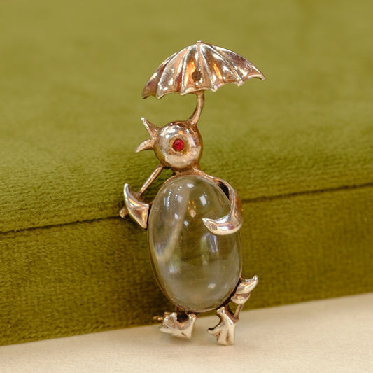 Norma Jean Jelly Belly Sterling Brooch 1940s