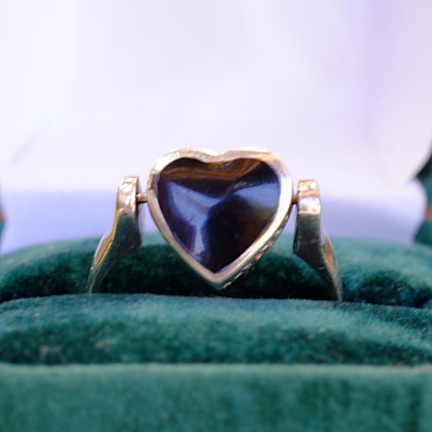 Black Enamel Heart Silver Flip Ring