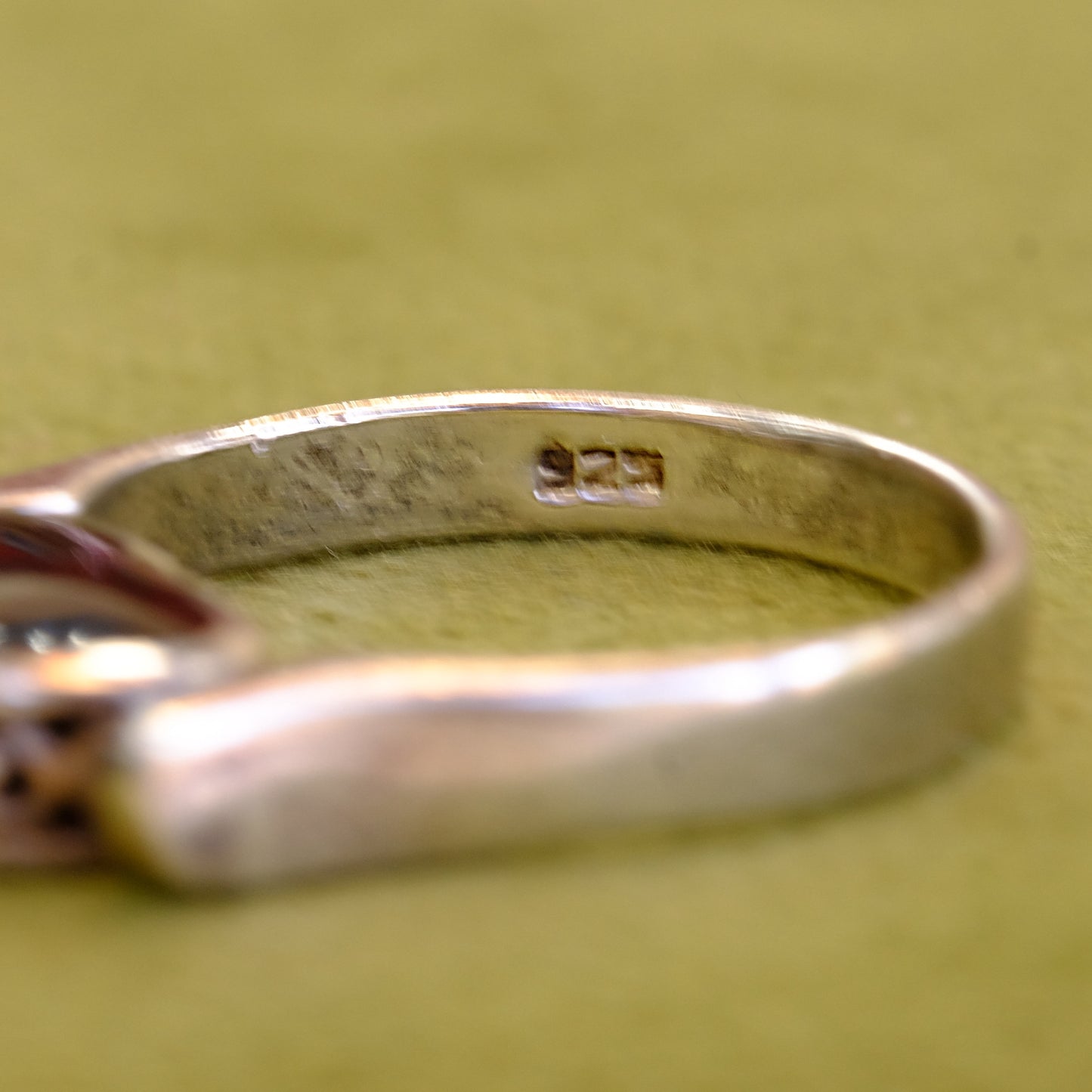 Black Enamel Heart Silver Flip Ring