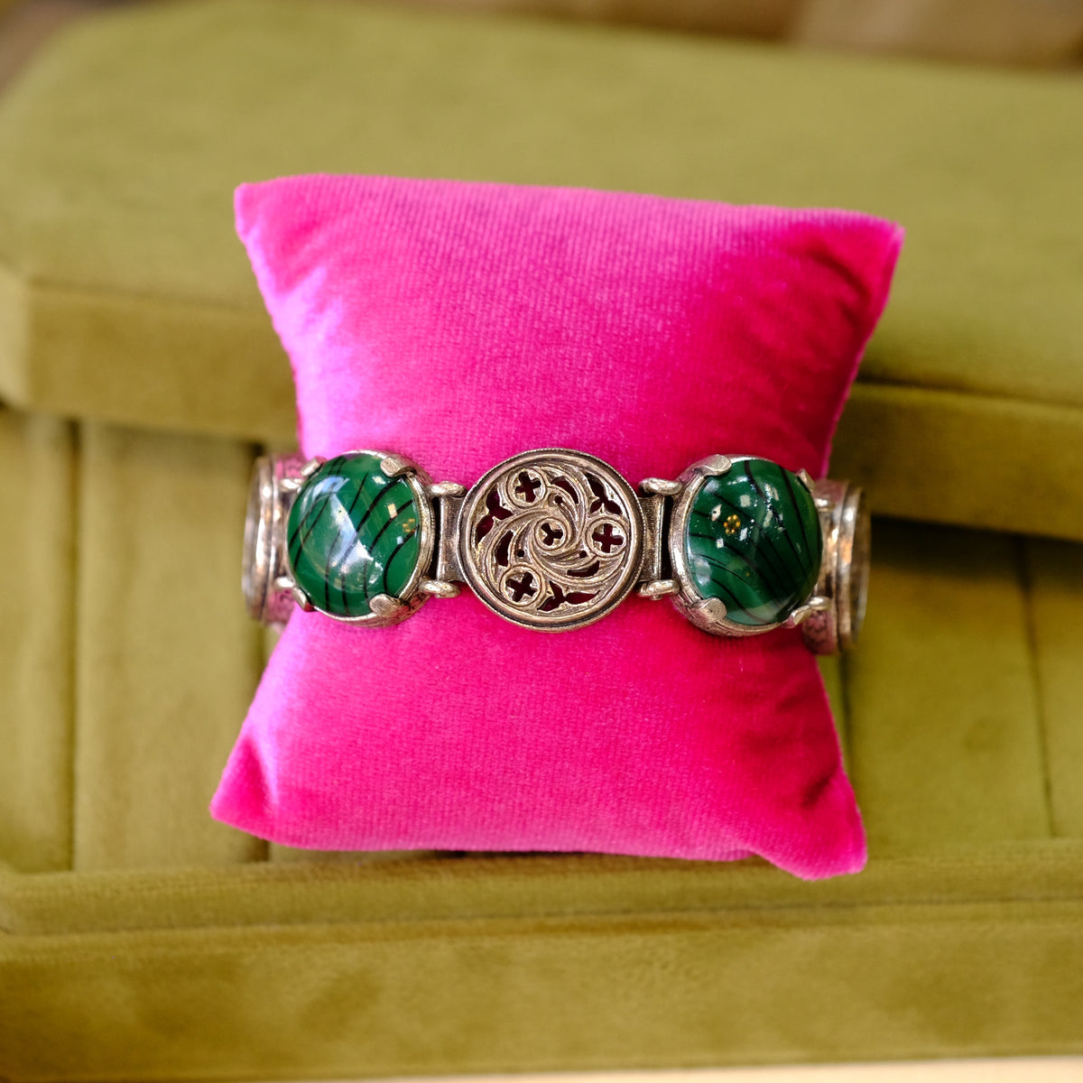 Vintage Green Disk Bracelet