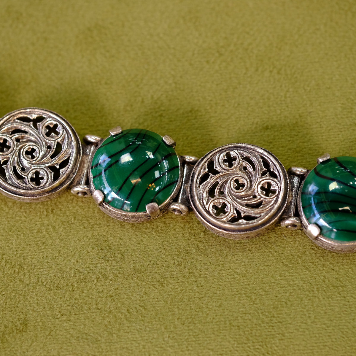 Vintage Green Disk Bracelet