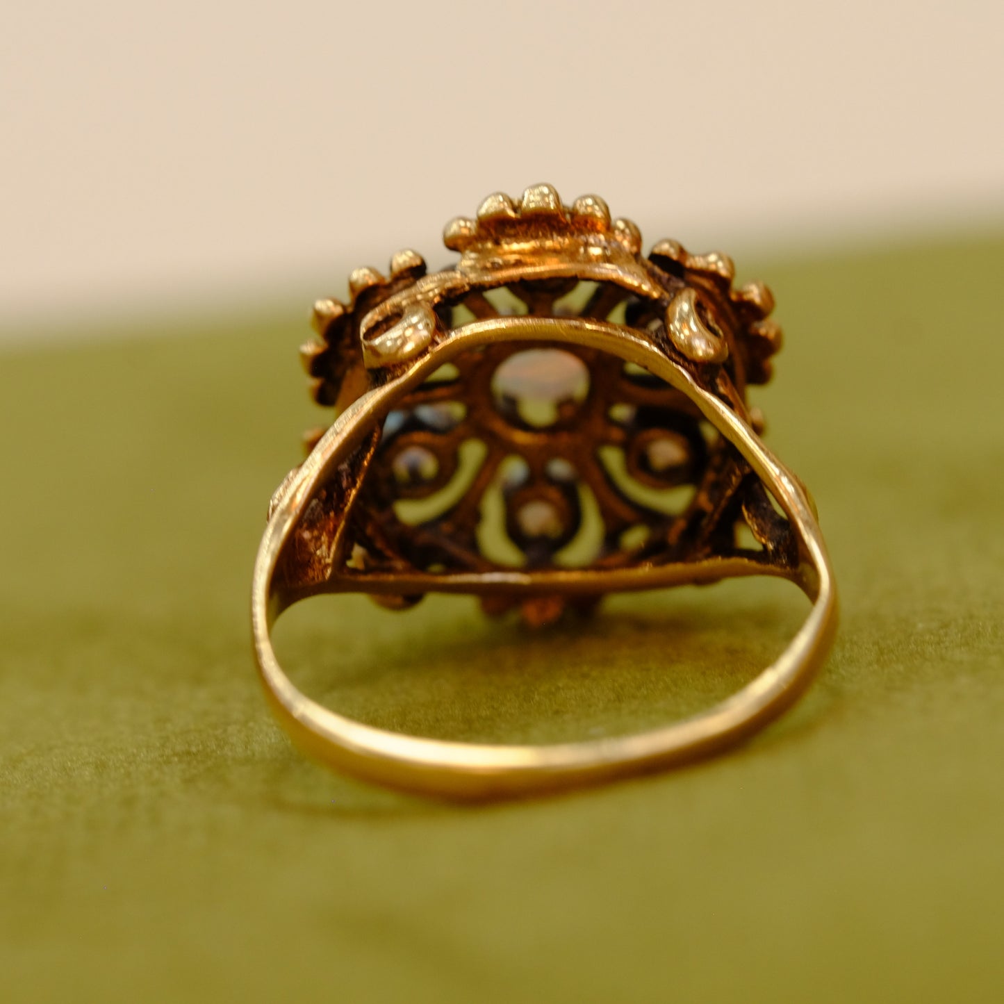 14K Gold Filigree Opal ring