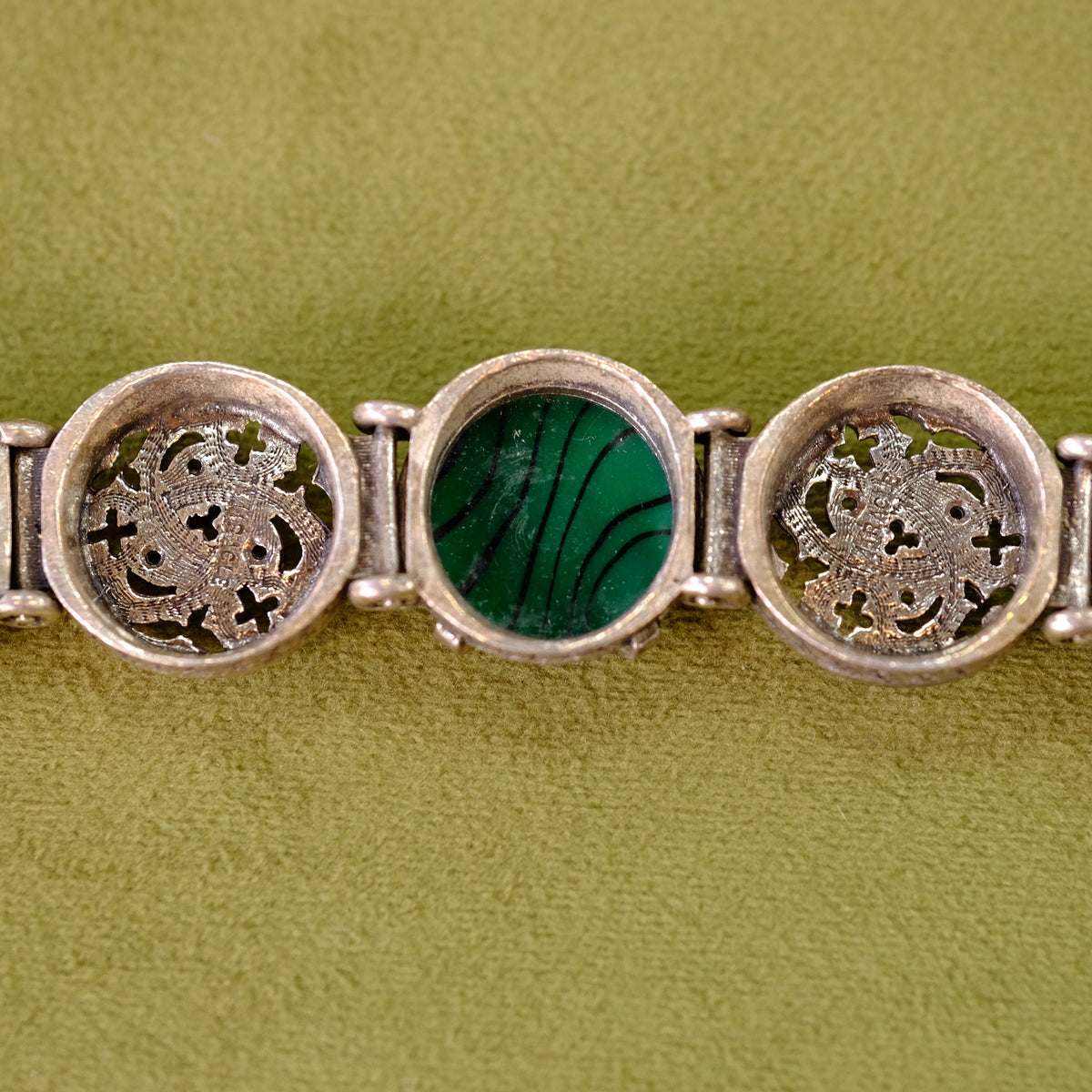 Vintage Green Disk Bracelet