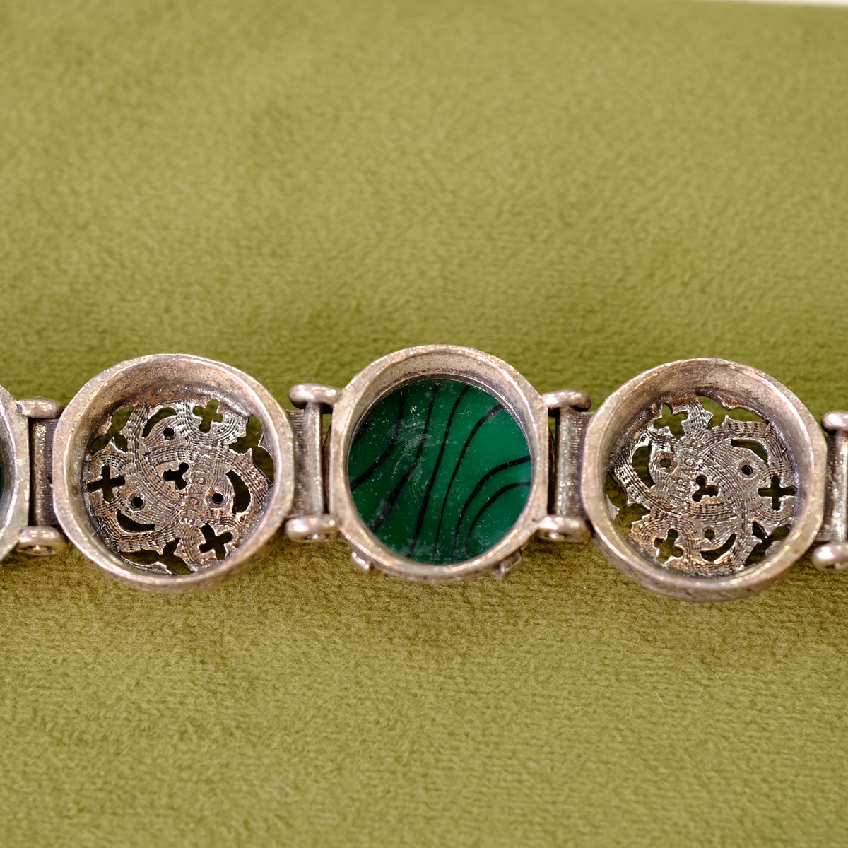 Vintage Green Disk Bracelet