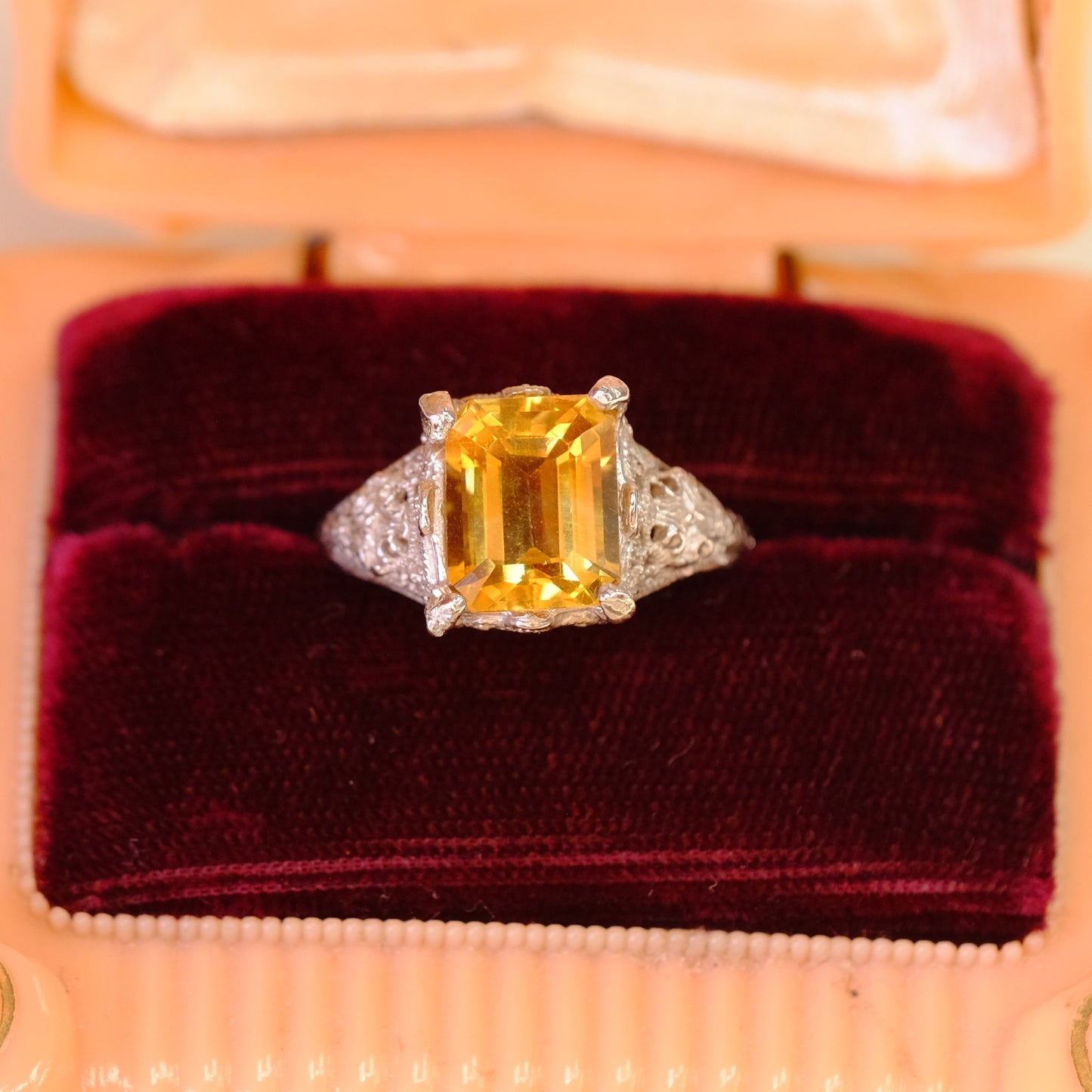 14K Gold Citrine and Filigree Ring