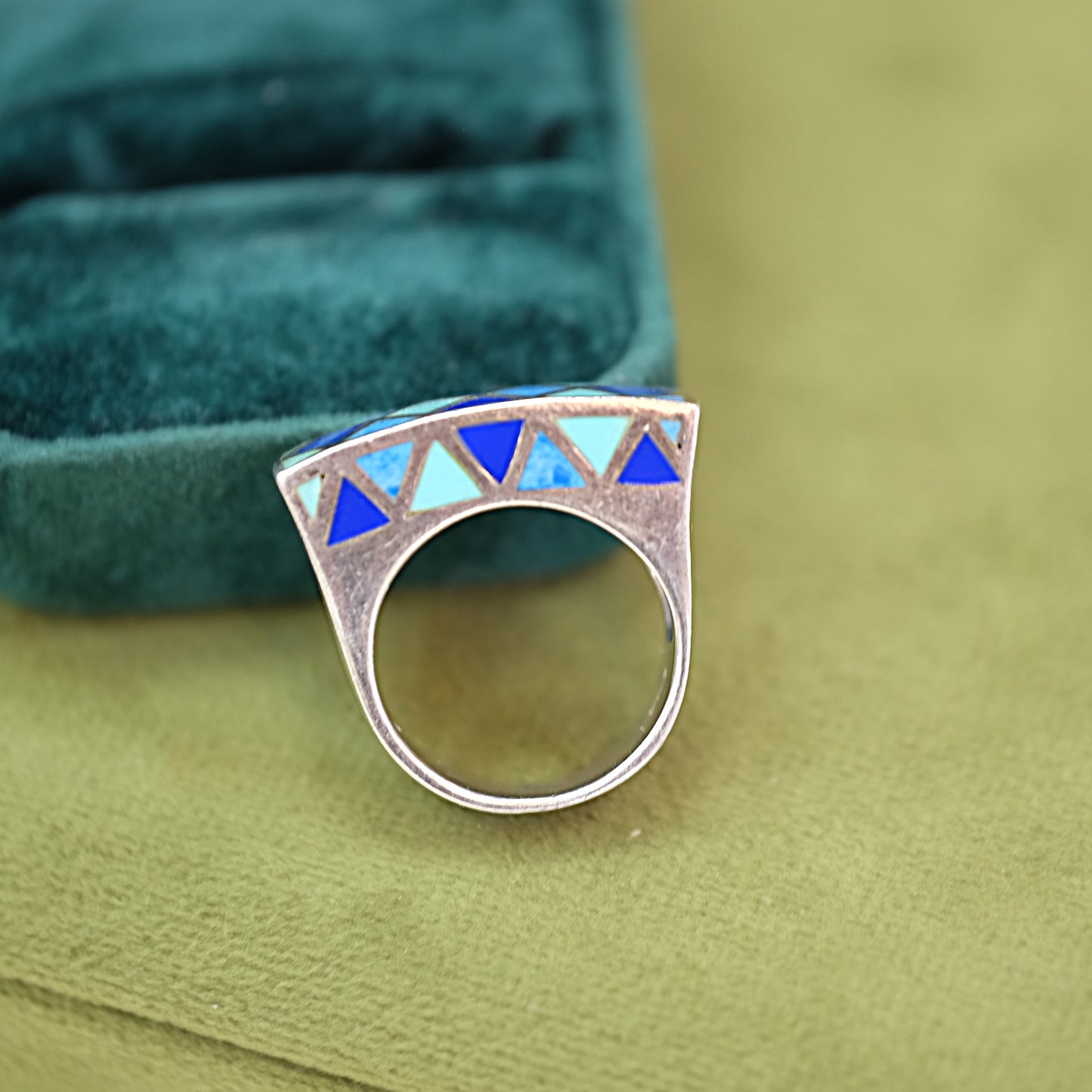 Geometric Multi-Colored Turquoise Silver Ring