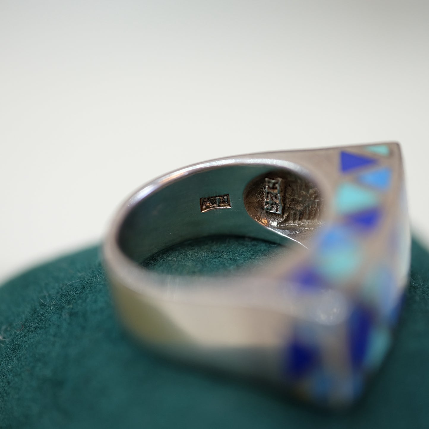 Geometric Multi-Colored Turquoise Silver Ring