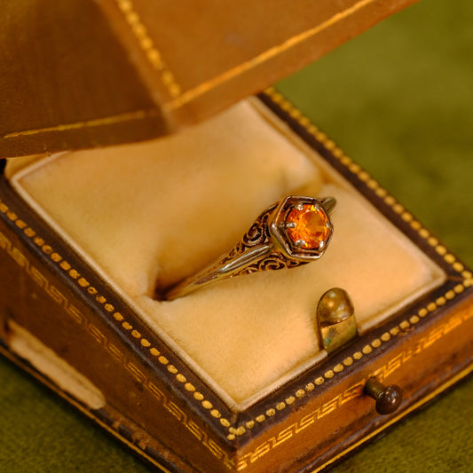 18K Gold Filigree Topaz Ring