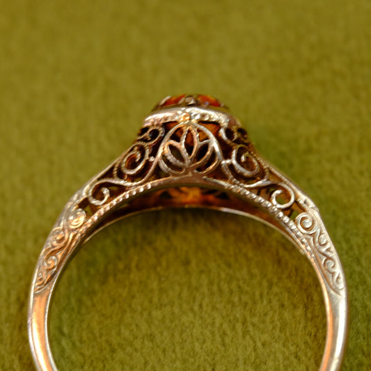 18K Gold Filigree Topaz Ring