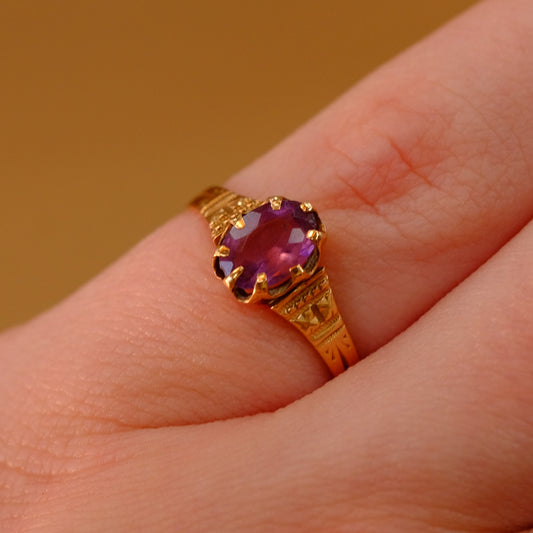 10K Gold Victorian Amethyst Ring