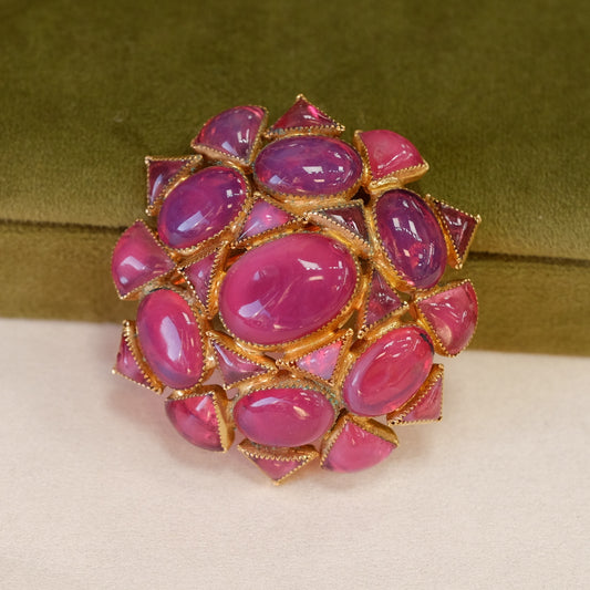 Vintage Poured Glass De Nicola Pink Brooch 1950s