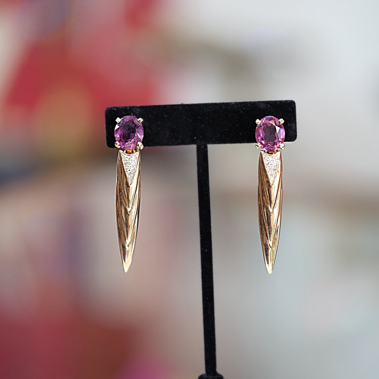 Panetta Dagger Clip-ons with Purple Rhinestones