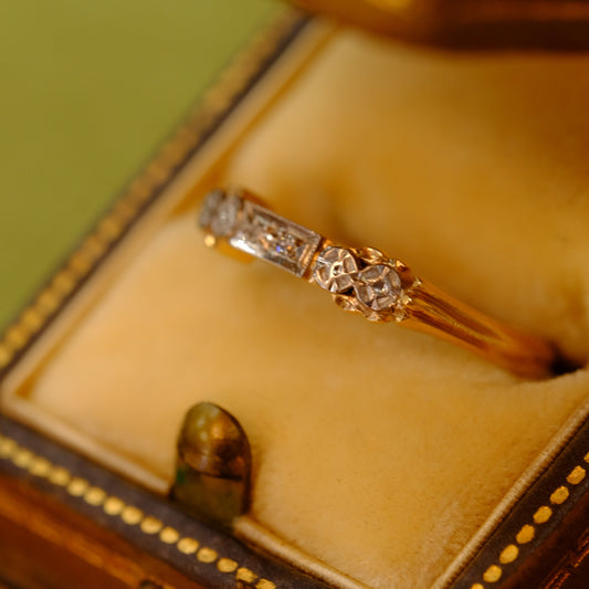 14K Gold Ring with diamonds 1940s