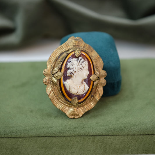Large Victorian Costume Cameo Brooch