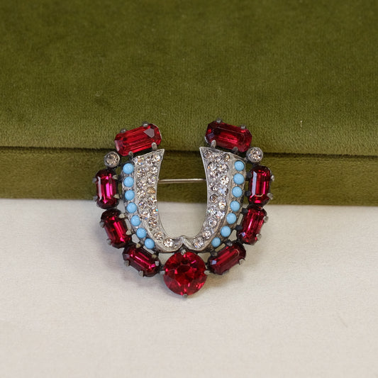 Vintage Eisenberg Original Horseshoe Brooch 1940s
