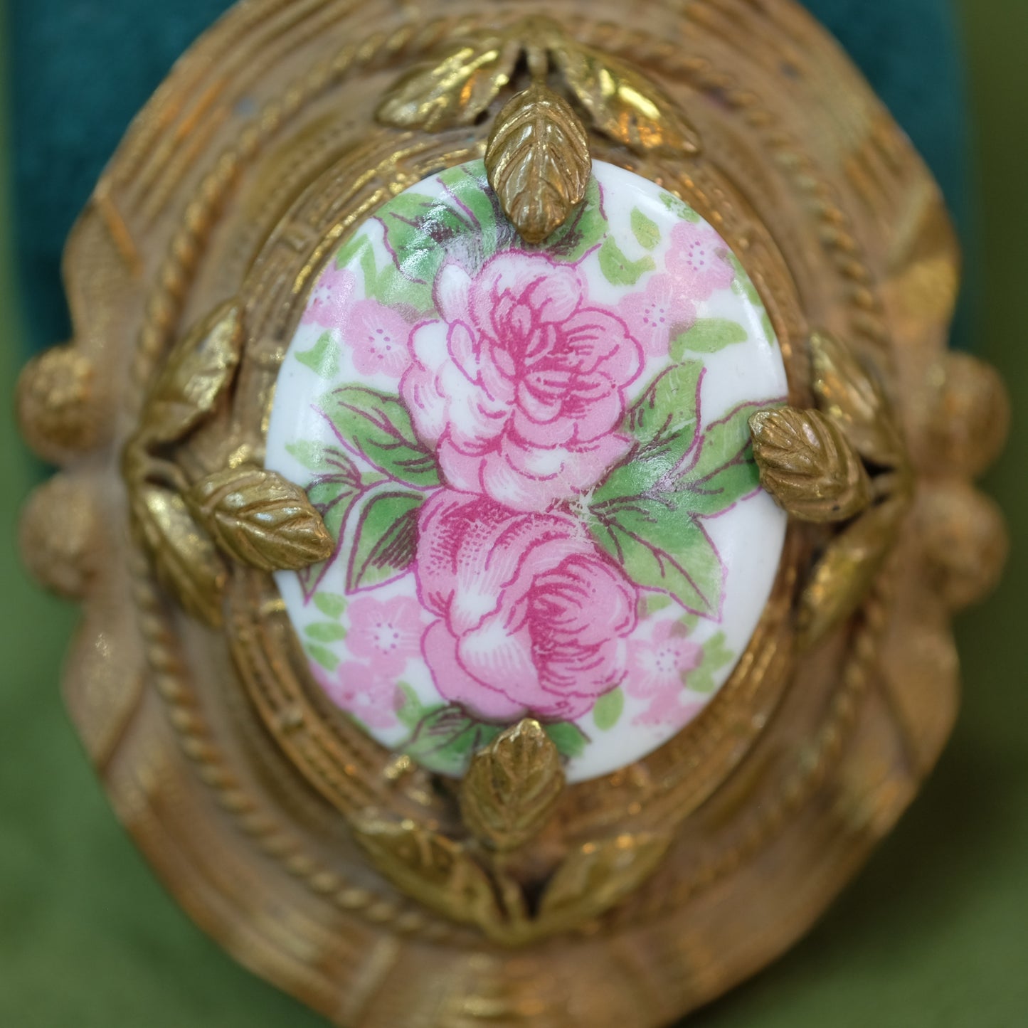 Victorian Rose Porcelain Brooch