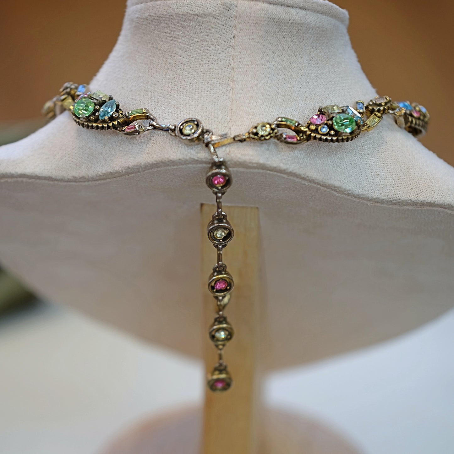 Hollycraft Necklace with Pastel Rhinestones
