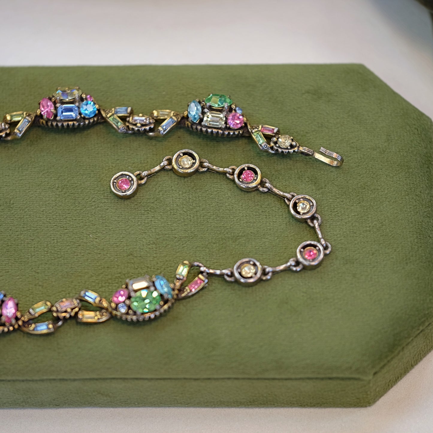 Hollycraft Necklace with Pastel Rhinestones