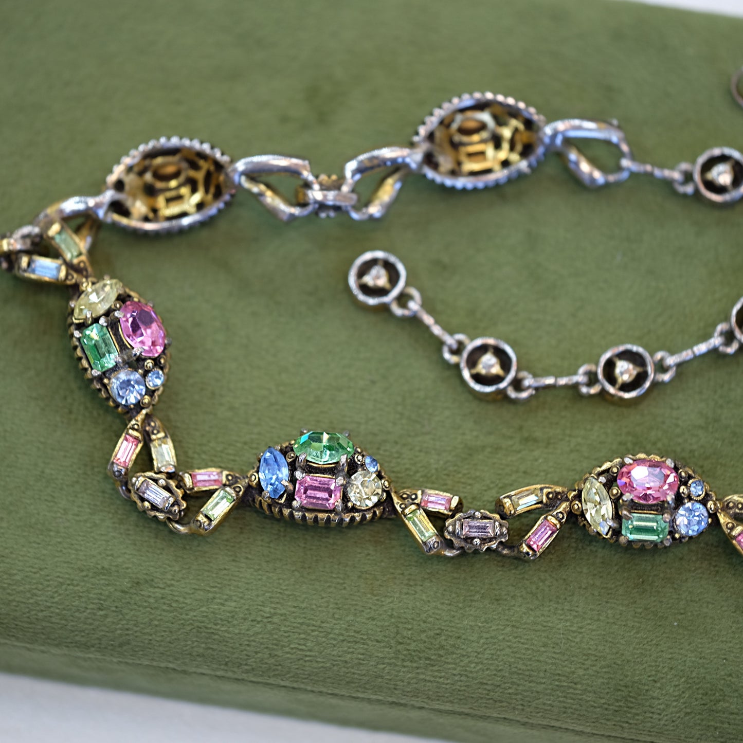 Hollycraft Necklace with Pastel Rhinestones