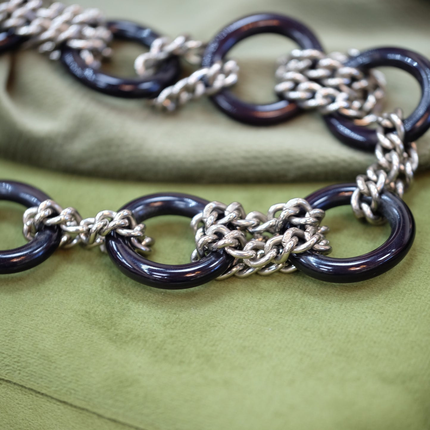 Vintage Ebonized Chain Tassel Belt 1970s