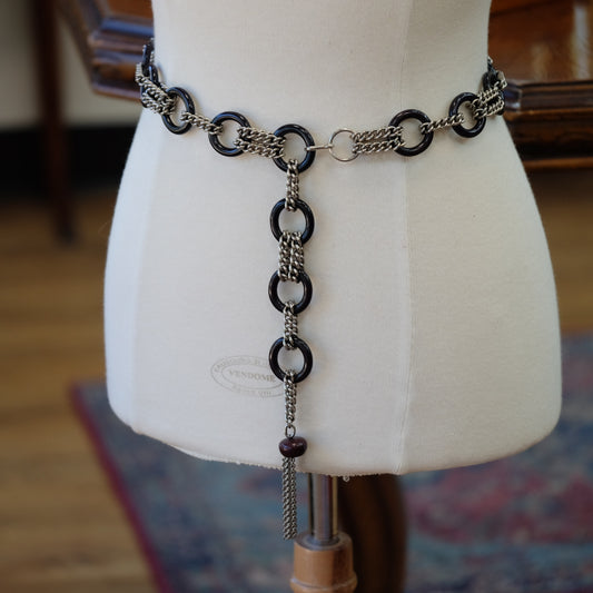 Vintage Ebonized Chain Tassel Belt 1970s