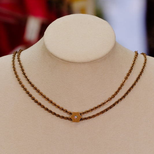 Victorian Gold Filled Slider Chain with opal charm