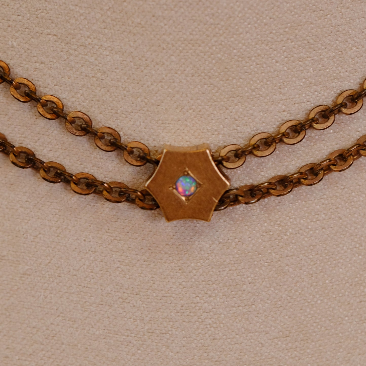 Victorian Gold Filled Slider Chain with opal charm