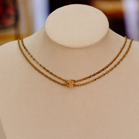 Victorian Gold Filled 10K Gold  Slider Chain with heart charm