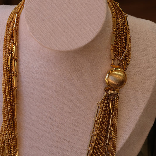 Vintage Multi row Chain necklace 1970s