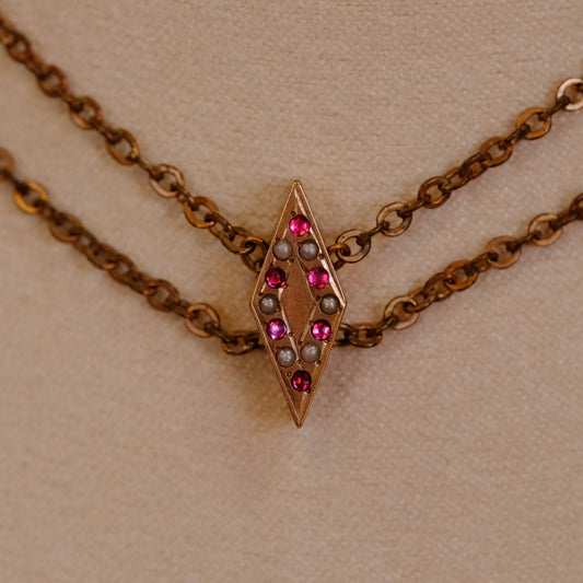 Victorian Gold Filled slider chain with seed pearls