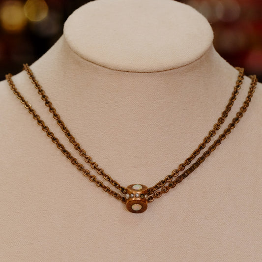 Victorian Gold Filled 9K and 14K Slider chain with opal