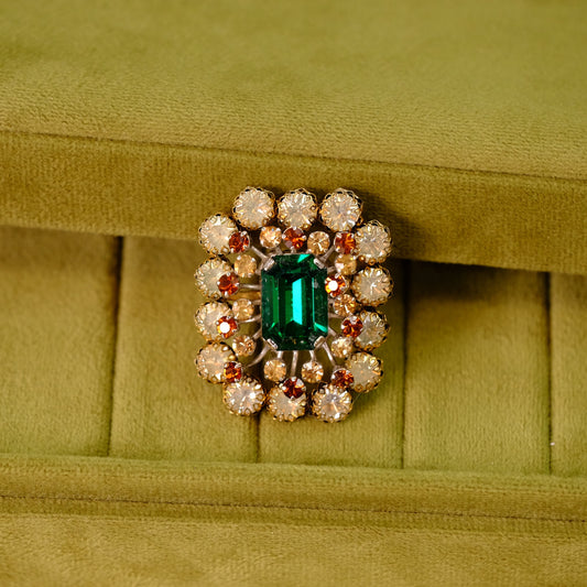 Small Austria Brooch with Green Crystal 1960s
