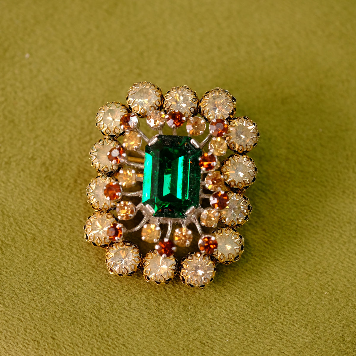 Small Austria Brooch with Green Crystal 1960s