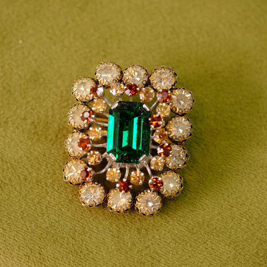Small Austria Brooch with Green Crystal 1960s
