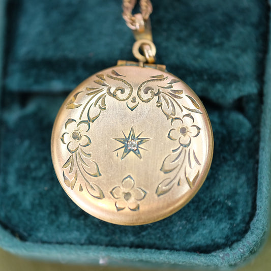 12K Gold Filled Locket with Diamond