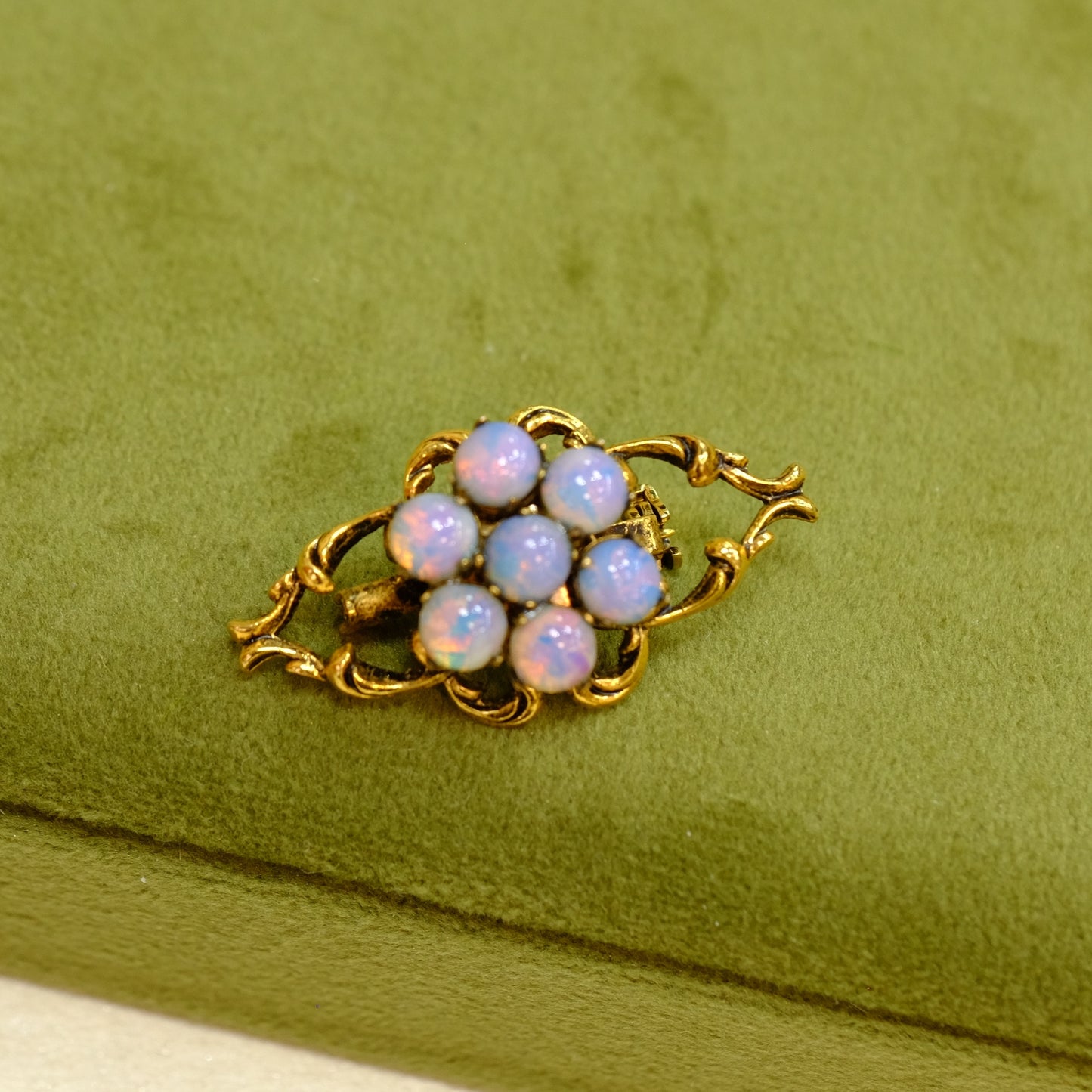 Tiny Revival Faux Opal Brooch 1970s