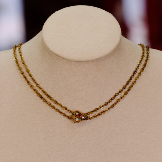 Victorian Gold Filled Slider Chain with opal