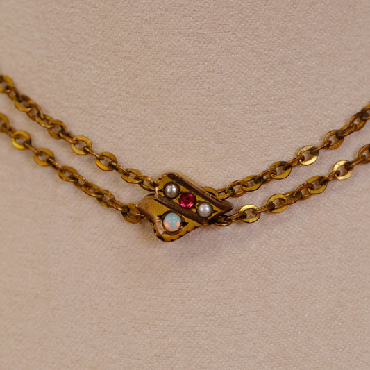 Victorian Gold Filled Slider Chain with opal