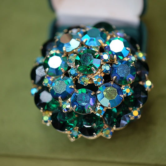 Green Blue Dome Brooch 1960s